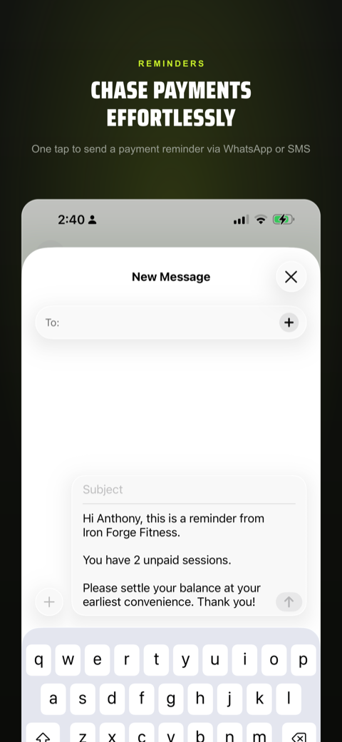 One-tap WhatsApp payment reminder