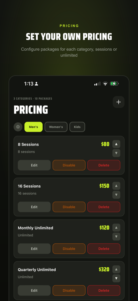 Package pricing setup